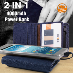 Zhuse 2-in-1 Pocket Sized 4000mAh Power Bank With Card Case For Micro USB & Lightning Devices, Zhuse21